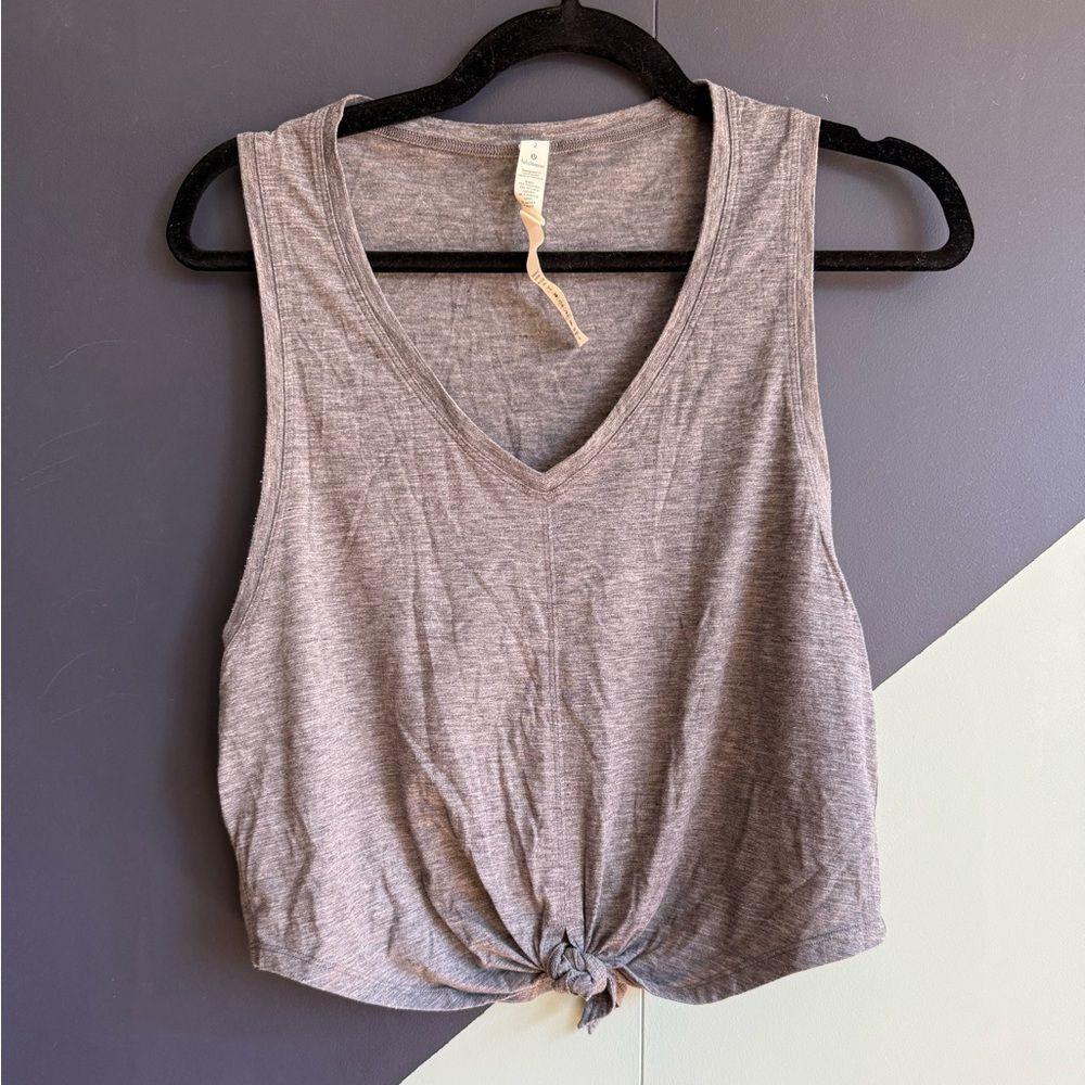 Lululemon Knot Gonna Fly Tencel Tank, Heathered Black, Size 2, EUC